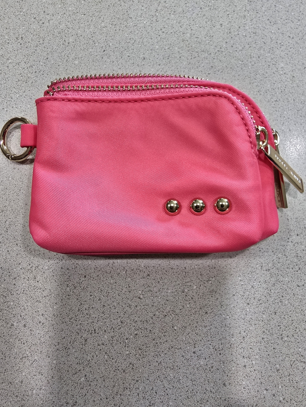 Hot Pink Mini Zip Pouch with Gold Stud Accents - Unbranded